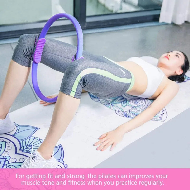 Yoga Pilates Ring Durable Non-Slip Exercise Circle Magic Exercise Circle with Dual Grip for Thigh Pelvic Floor Muscle Training